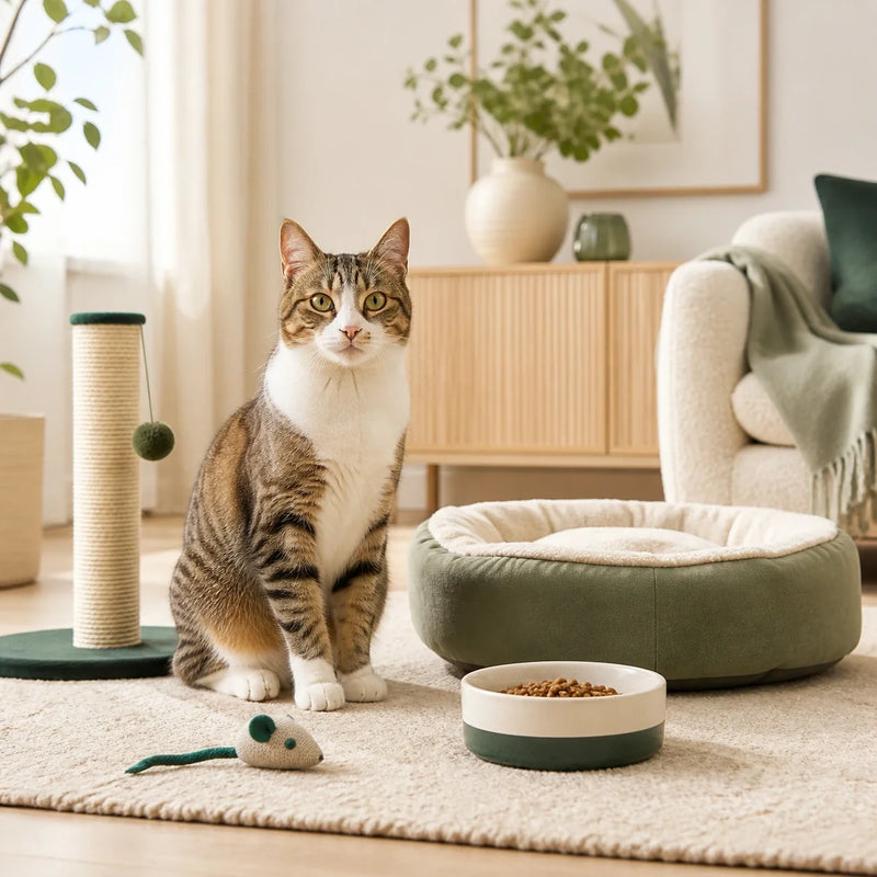 All cat products in a Petifo-style home setting - Petifo