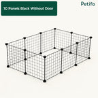 Petifo 10-panels black wire dog playpen configuration shown on a clean white background.