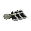 Petifo black breathable mesh dog shoes with anti-slip rubber soles, zippers, and reflective straps displayed on a white background.