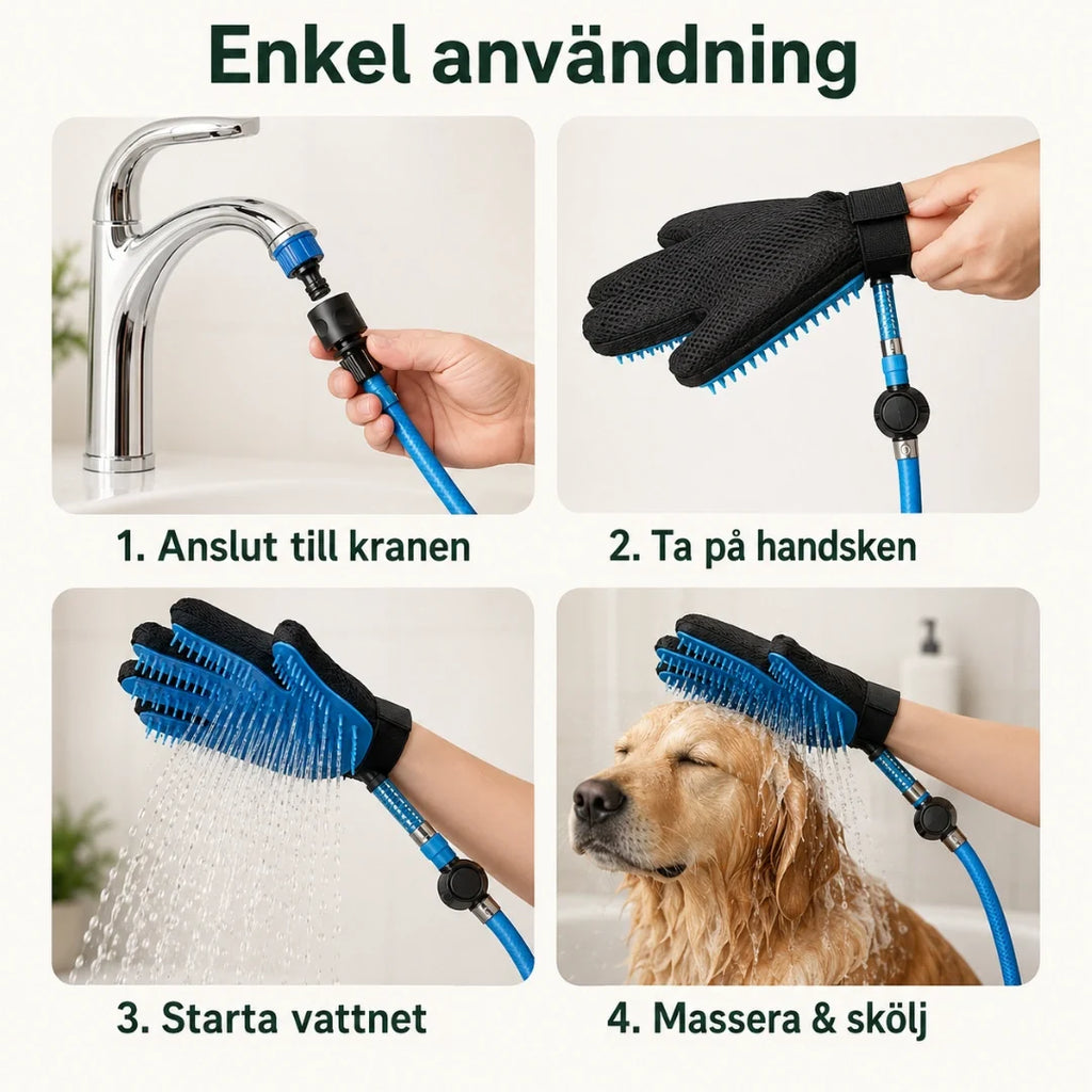 AquaGroomer Shower Glove with water connection easy use - Petifo