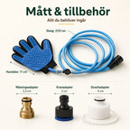 AquaGroomer Shower Glove with water connection measurements - Petifo
