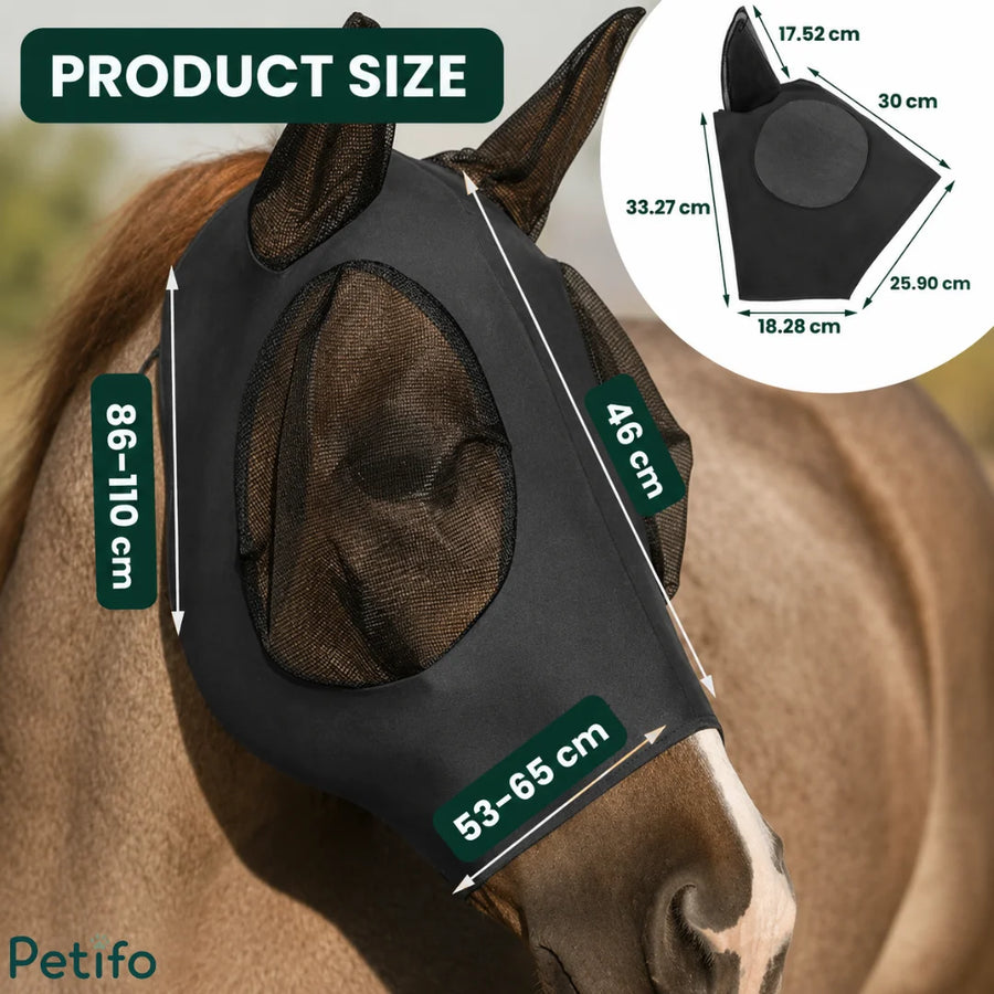 Guide des mesures pour les masques anti-mouches pour chevaux avec protection des oreilles