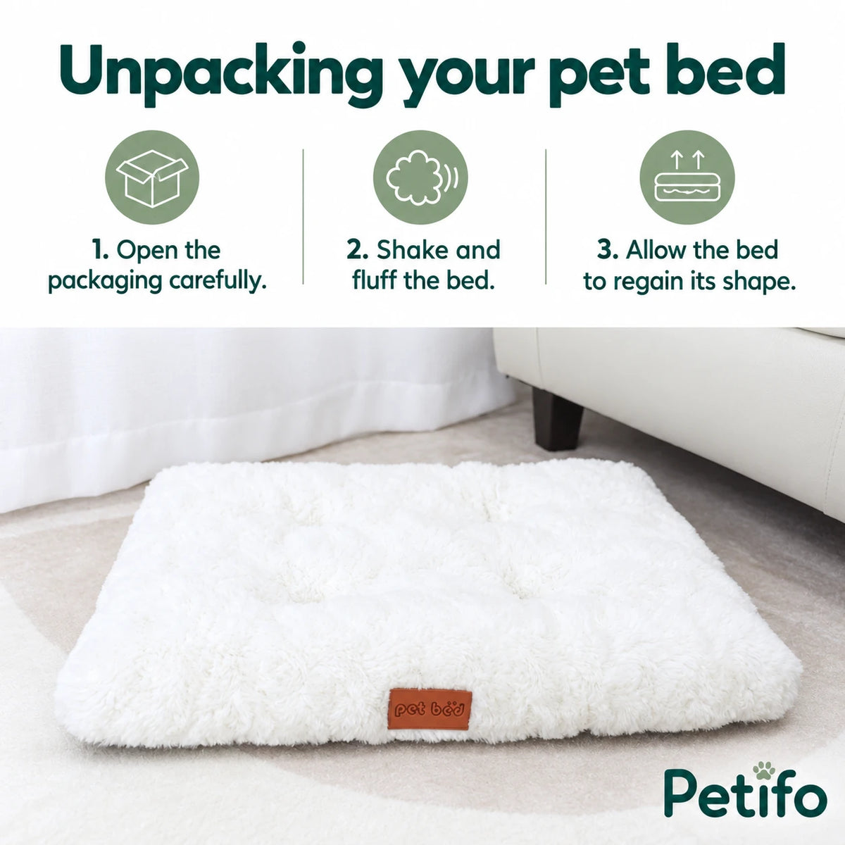 Open carefully, shake and fluff, and allow CozyCloud to regain its shape