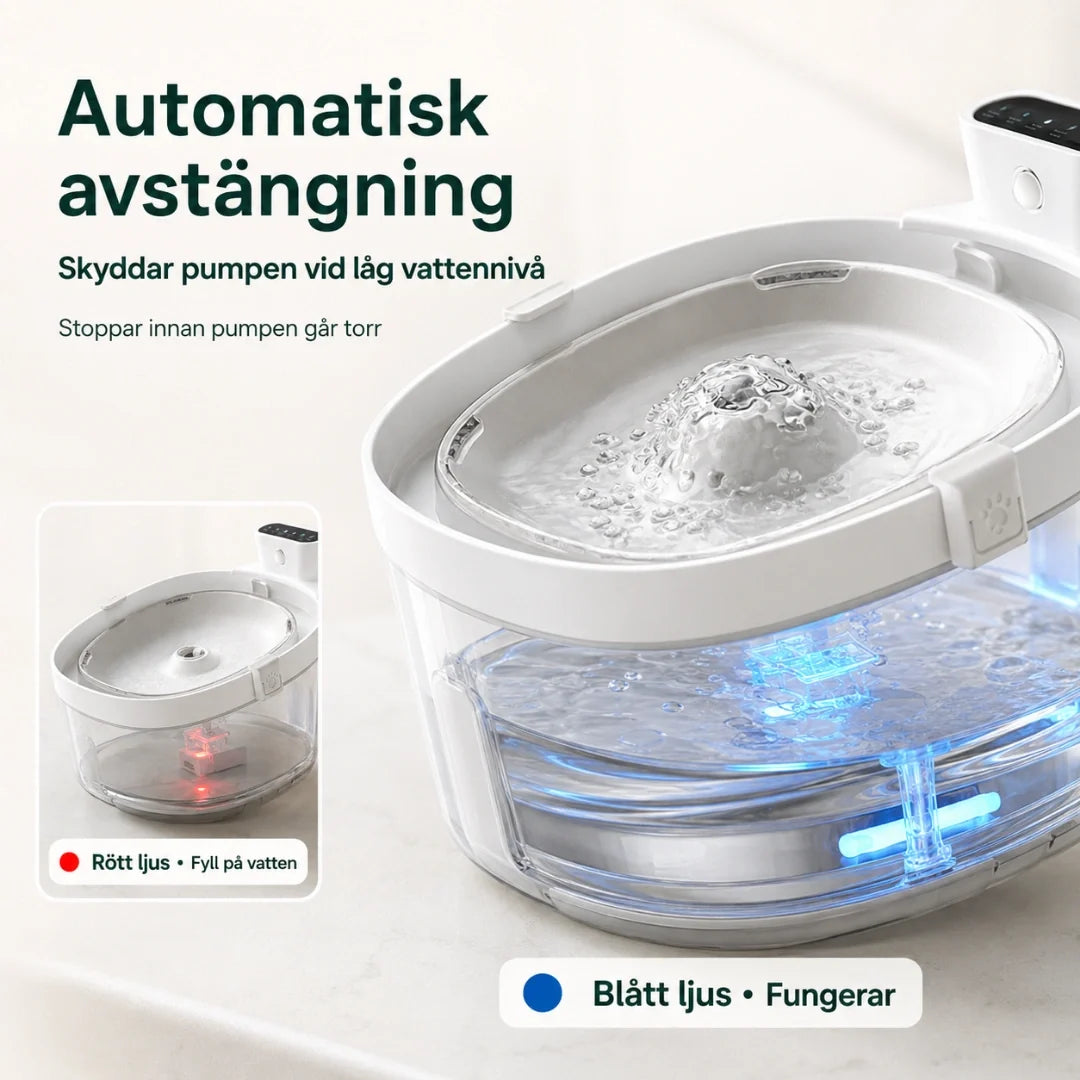 Detixy Wireless Water Fountain protects the pump - Petifo