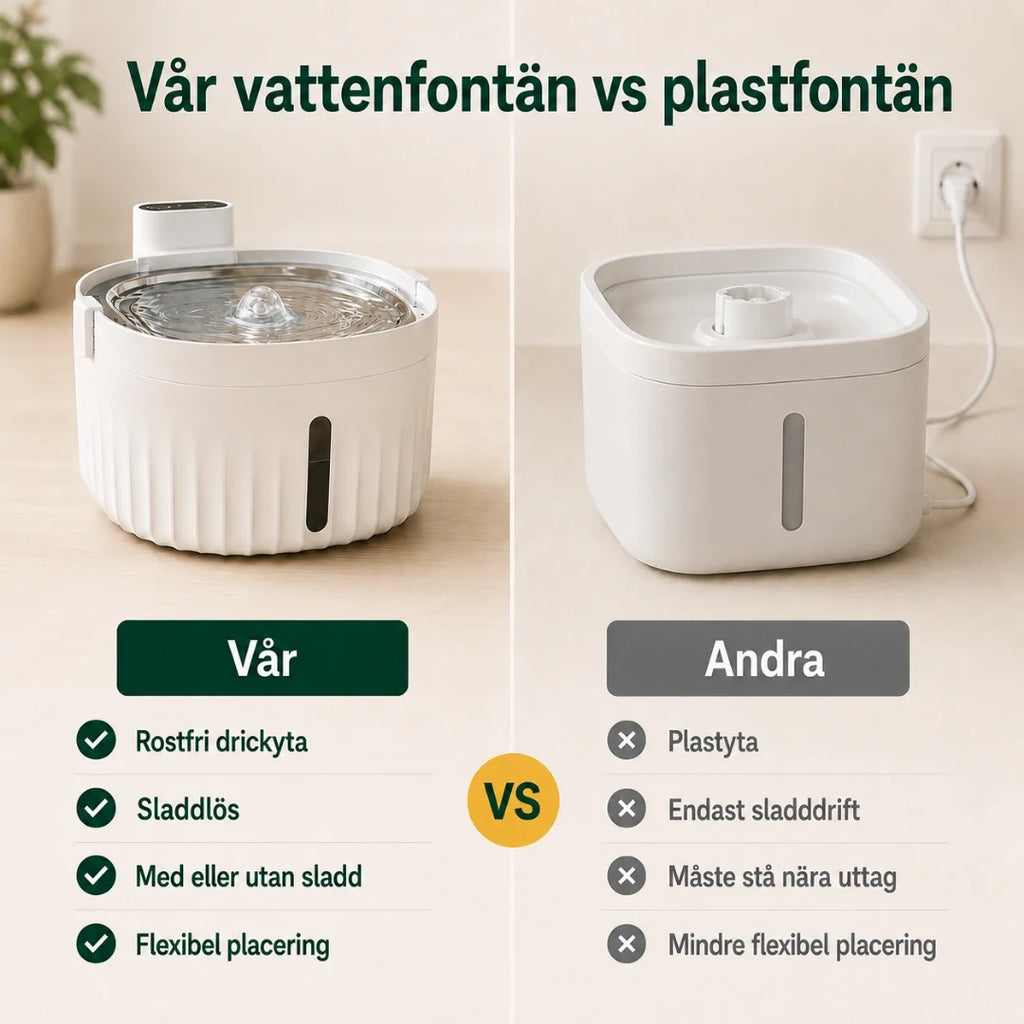 Detixy Wireless Water Fountain vs others - Petifo