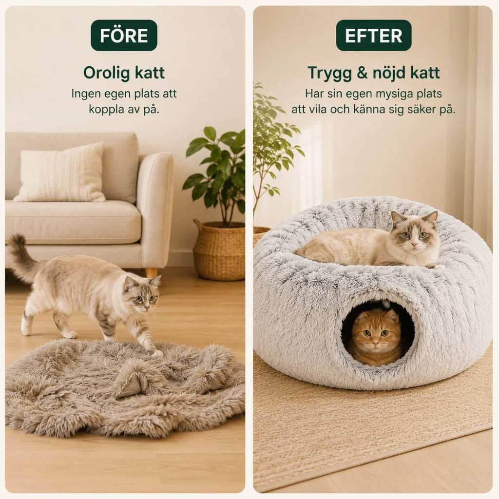 Donut Cat Tunnel Bed after - Petifo