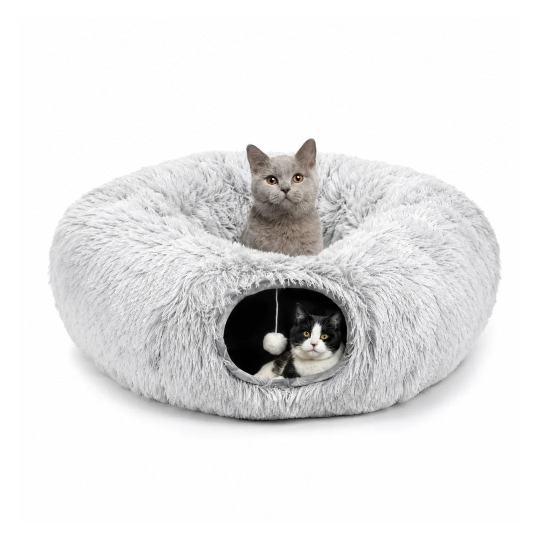 Donut Cat Tunnel Bed grey - Petifo