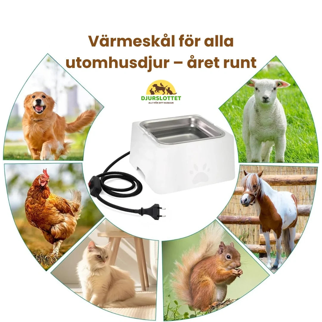 Electrically heated water bowl Heated bowl for all outdoor animals - all year round Petifo