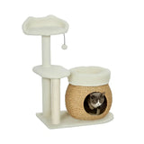 Arbre à chat avec niche tressée PawHut