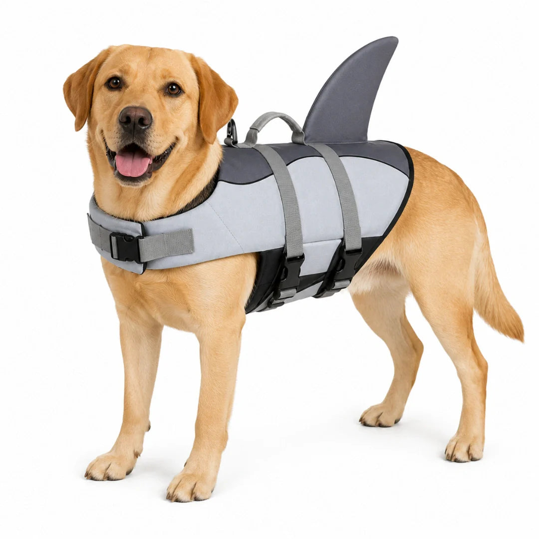 Shark-shaped Dog Life Jacket Grey Size XL - Petifo