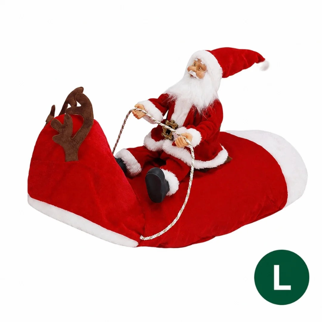 Large size Santa Claus riding a reindeer pet Christmas costume.