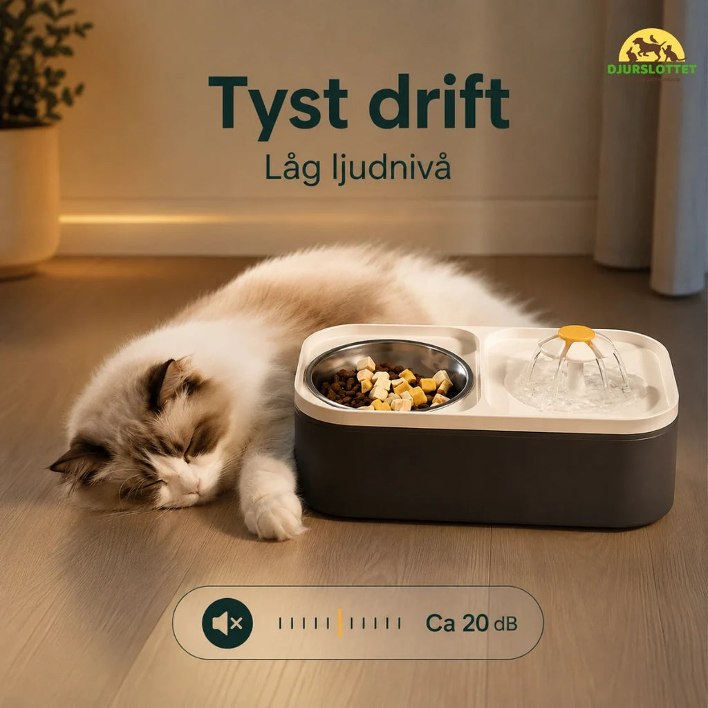 MealStream Water Fountain with Food Bowl quiet operation - Petifo