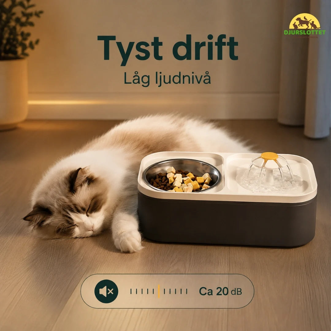 MealStream Water Fountain with Food Bowl quiet operation - Petifo