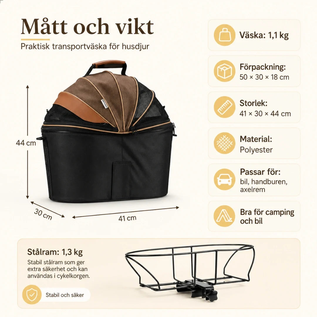PetFuled Bicycle Basket size and dimensions - Petifo