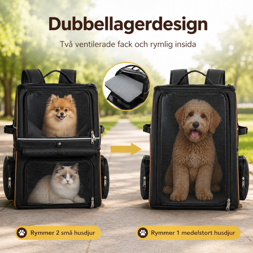 PetPacker Double Backpack double-layer design two compartments - Petifo