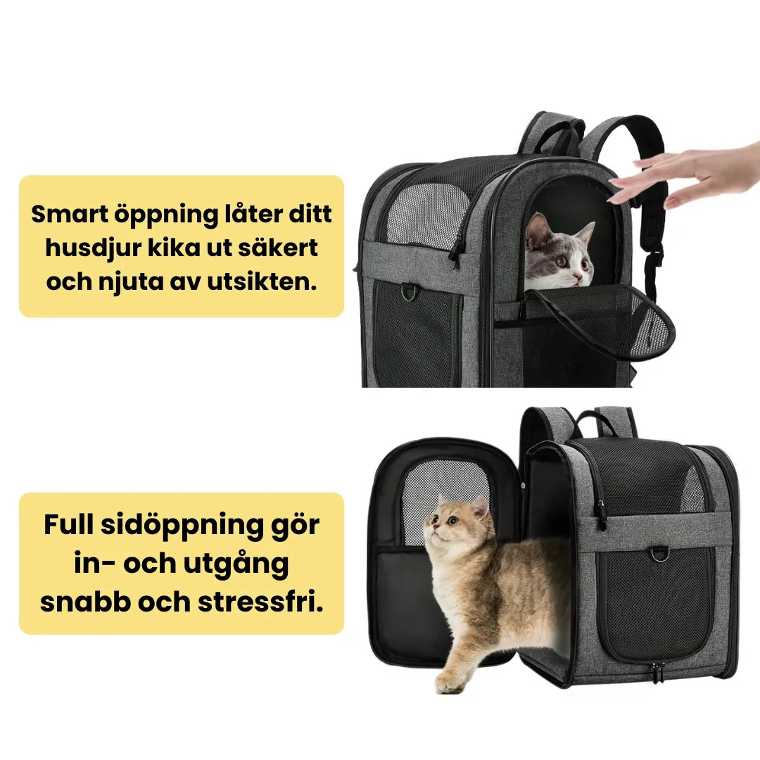 PetPacker Backpack Smart opening lets your pet peek out safely and enjoy the view. - Petifo