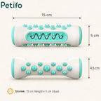 Product dimension diagram of the Petifo dog dental chew toy displaying measurements of 15 cm length and 5 cm depth.