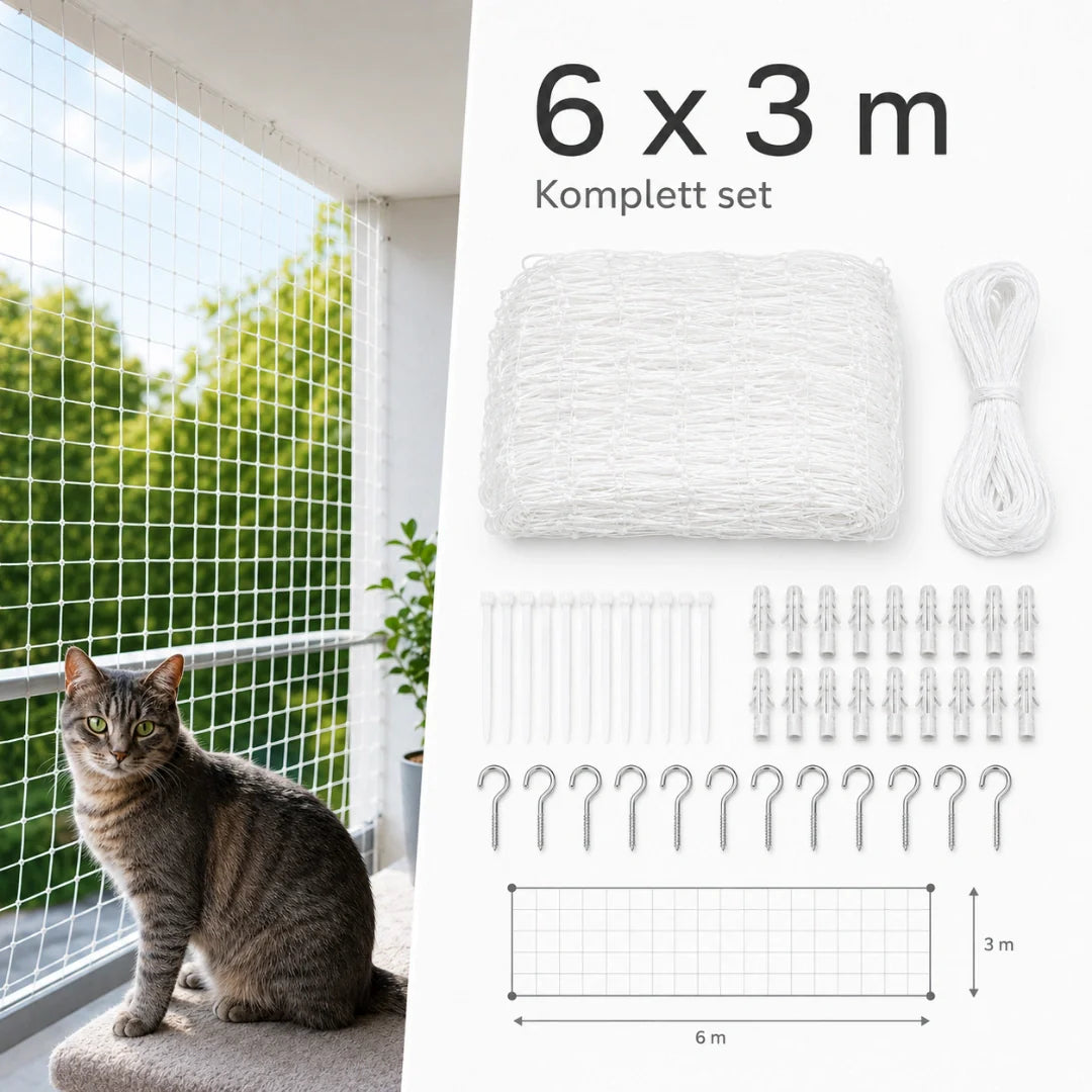 SafeGuard cat net 6x3 metres for balcony - Petifo