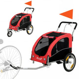 Remorque à vélo et poussette 2-en-1 pour chien PawHut