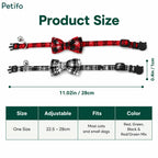 Product size guide table showing dimensions for the Christmas cat collar.