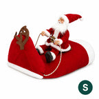 Small size Santa Claus riding a reindeer Christmas costume for pets.