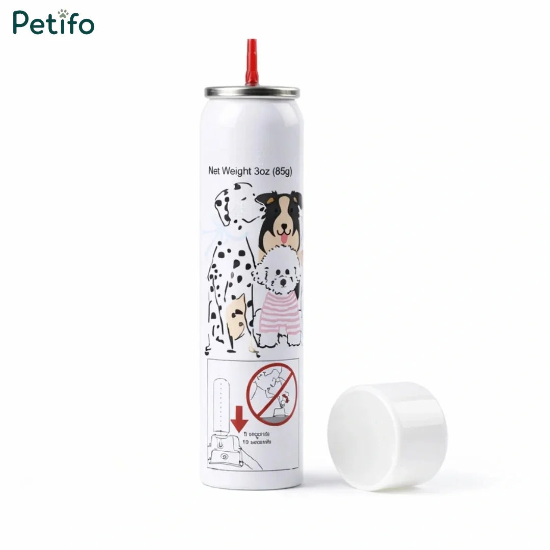 Three-ounce refill spray canister with its cap removed, showing the nozzle used for training collars.
