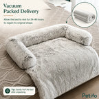 Vacuum-packed delivery packaging for the Petifo plush pet bed with instructions to fluff it up.