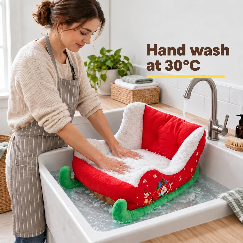 Christmas sleigh pet bed hand washed at 30 °C – Petifo