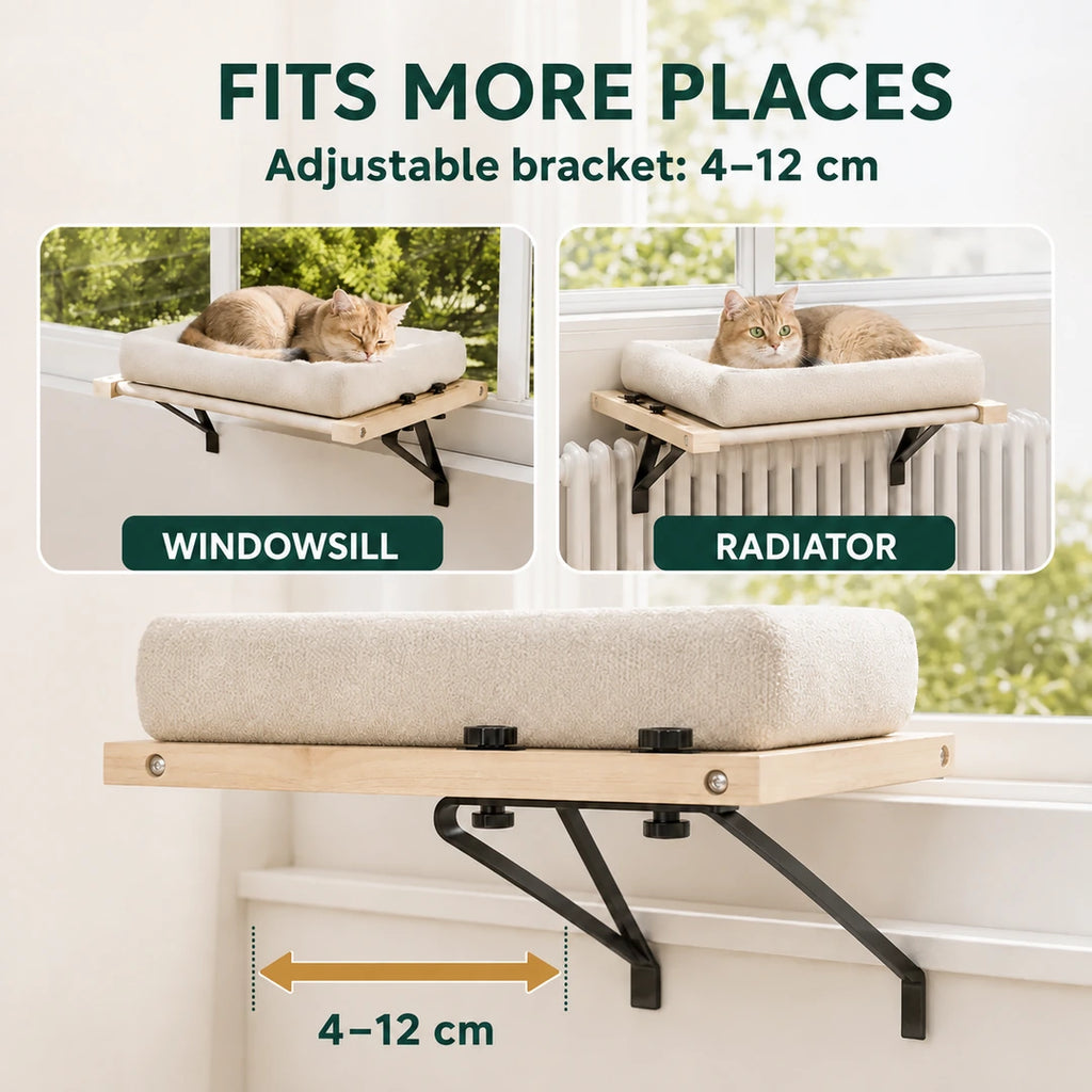 Adjustable bracket placement for the PawHut cat window bed - Petifo