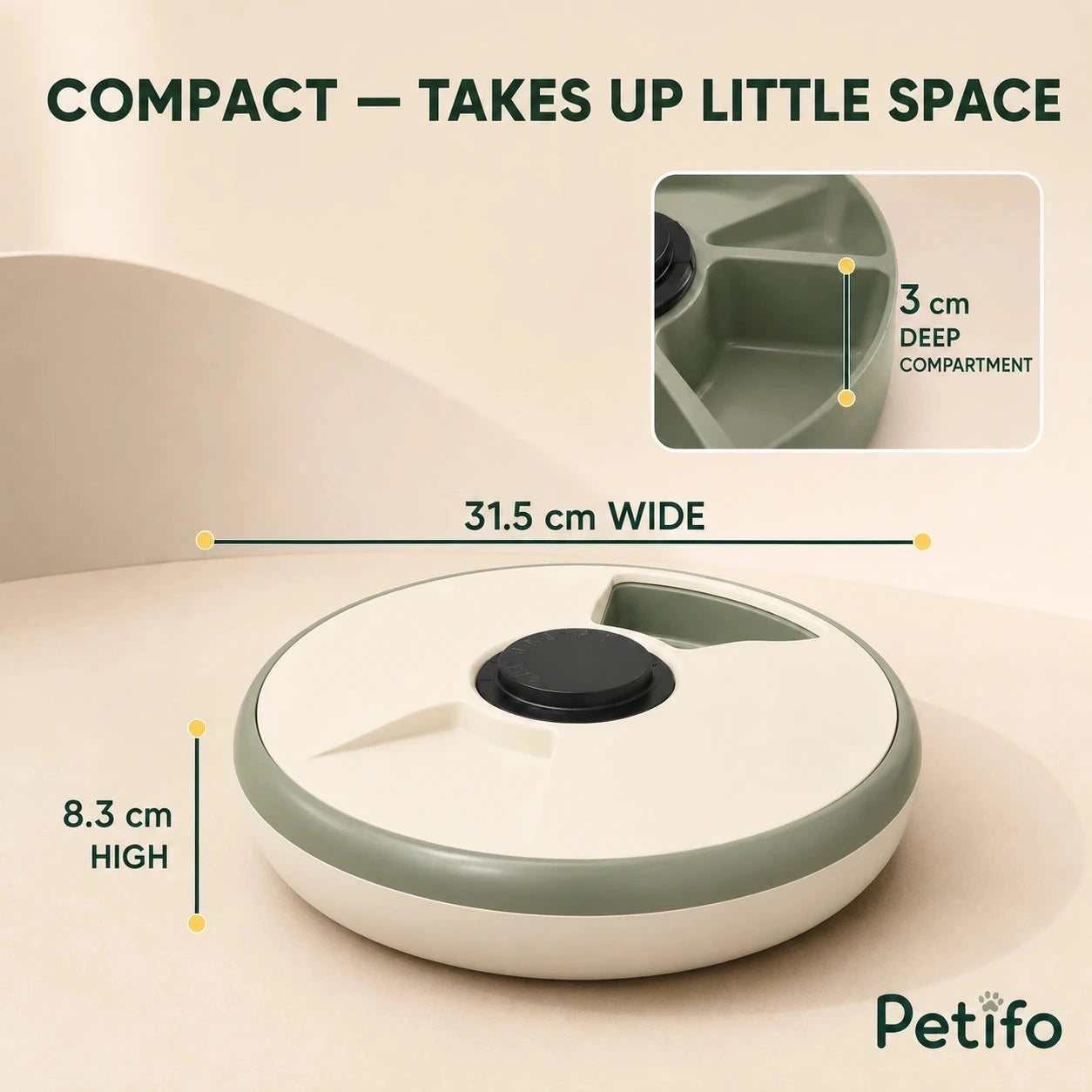 PawHut 6-meal pet feeder: Compact feeder dimensions and deep food compartments - Petifo