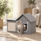 PawHut cat house with scratcher – cosy interior – Petifo