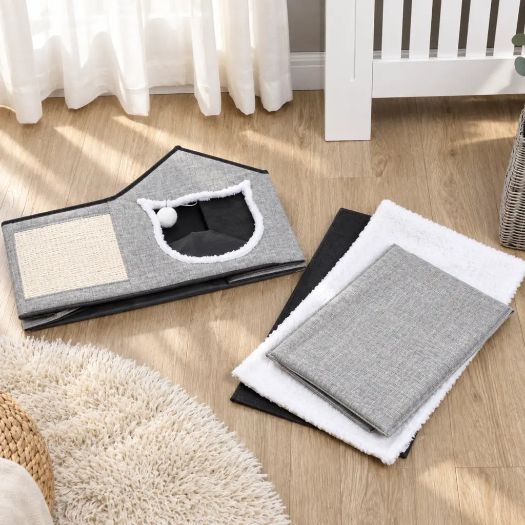 PawHut cat house with scratcher – material detail – Petifo