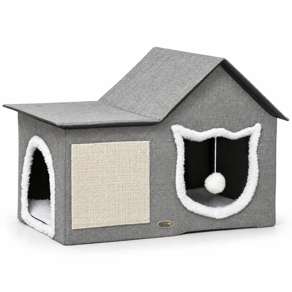 PawHut cat house with scratcher – product view – Petifo