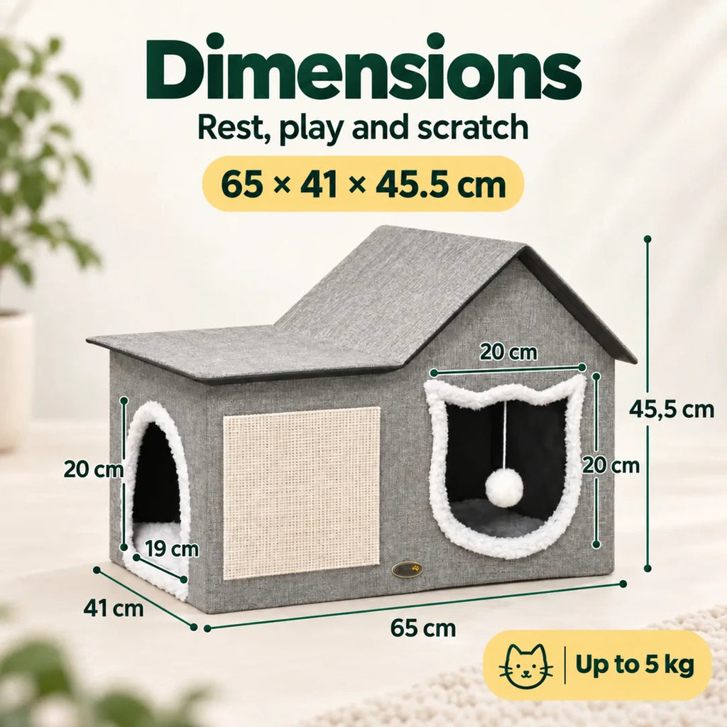 PawHut Cat House with Scratcher – dimensions - Petifo