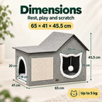 PawHut Cat House with Scratcher – dimensions - Petifo