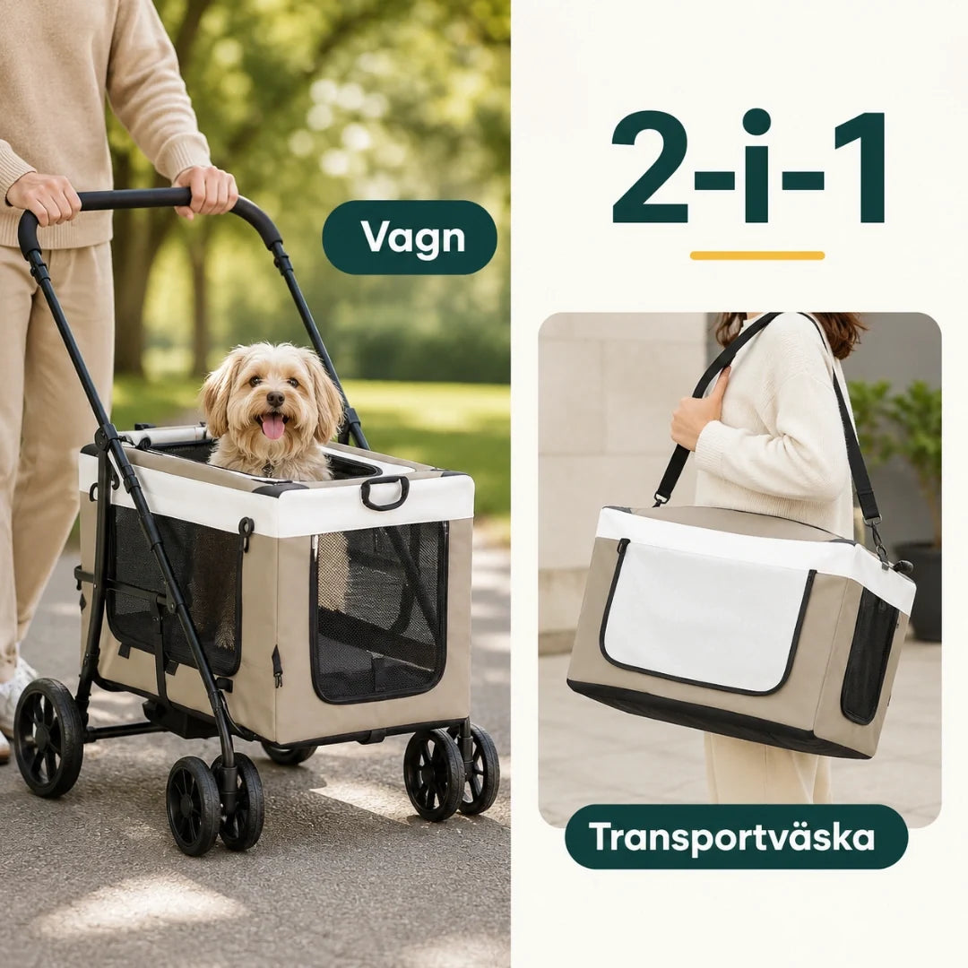 PawHut 2-in-1 Pet Pushchair for Dogs and Cats side view - Petifo