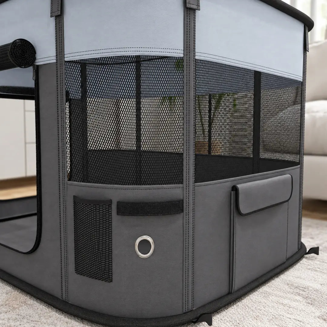 PawHut foldable pet playpen – pockets and carry bag – Petifo