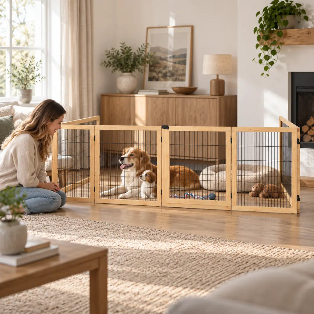 PawHut foldable wooden dog gate – home lifestyle – Petifo