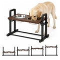 PawHut adjustable raised dog bowls: Labrador using adjustable raised dog bowls at multiple heights - Petifo