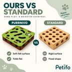 Purrnivo soft felt folding puzzle compared with a standard rigid cat puzzle - Petifo