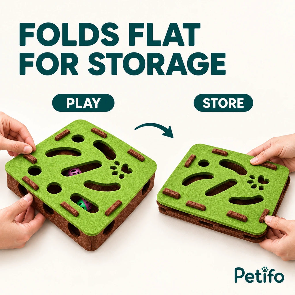 Purrnivo felt cat puzzle folding flat for compact storage - Petifo