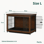 Side Table with Built-In Dog Crate, size L: 98 × 59 × 75 cm external dimensions - Petifo